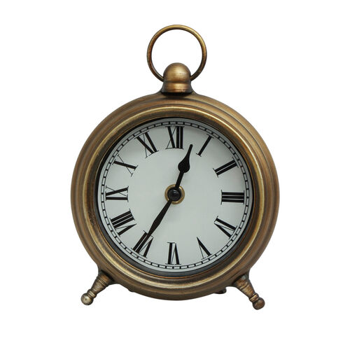 French Country Desk Clock Antique Gold